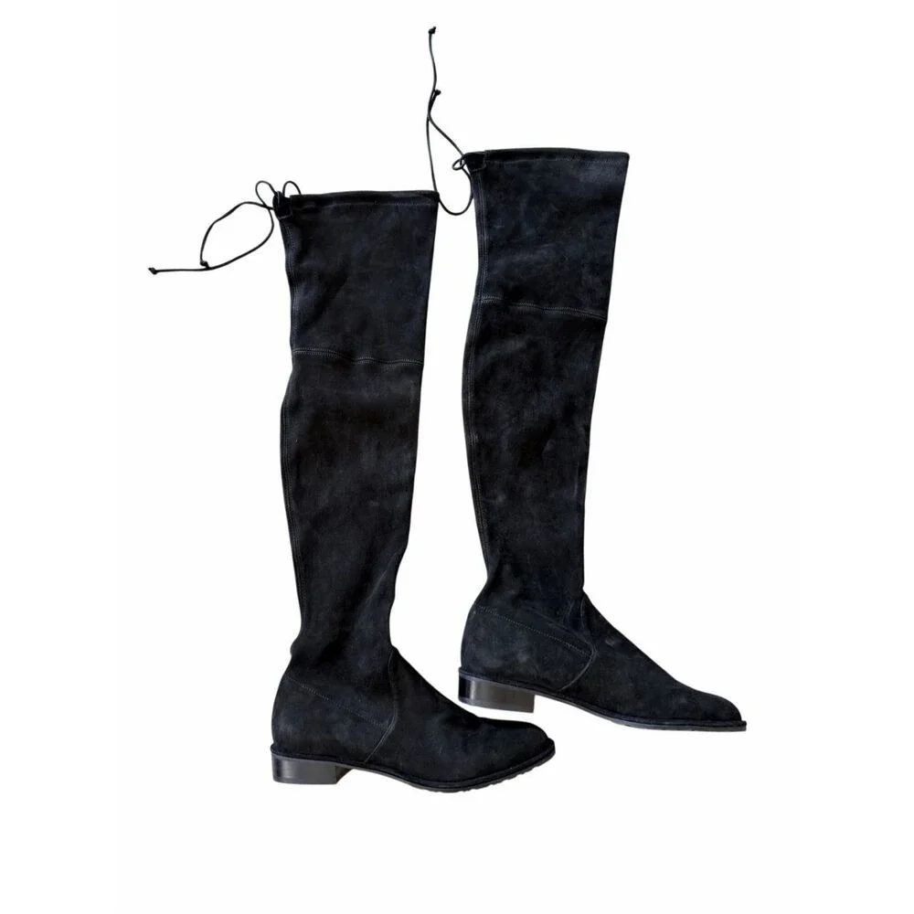 Stuart Weitzman Lowland Black Suede Over‎ The Knee Boots Size 6.5M